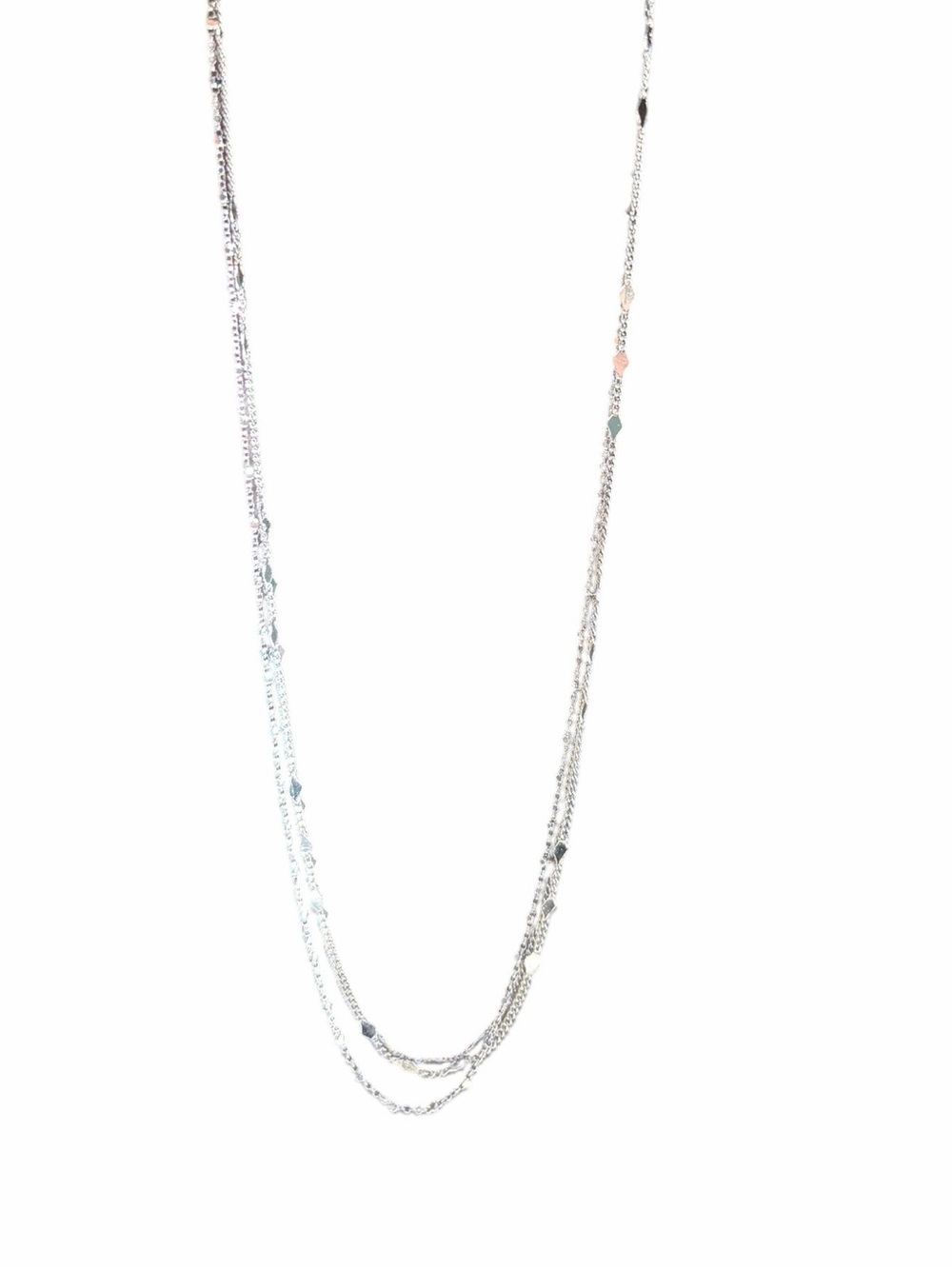 Lulu's Silver Multi-Strand Station Necklace with Tiny Accents